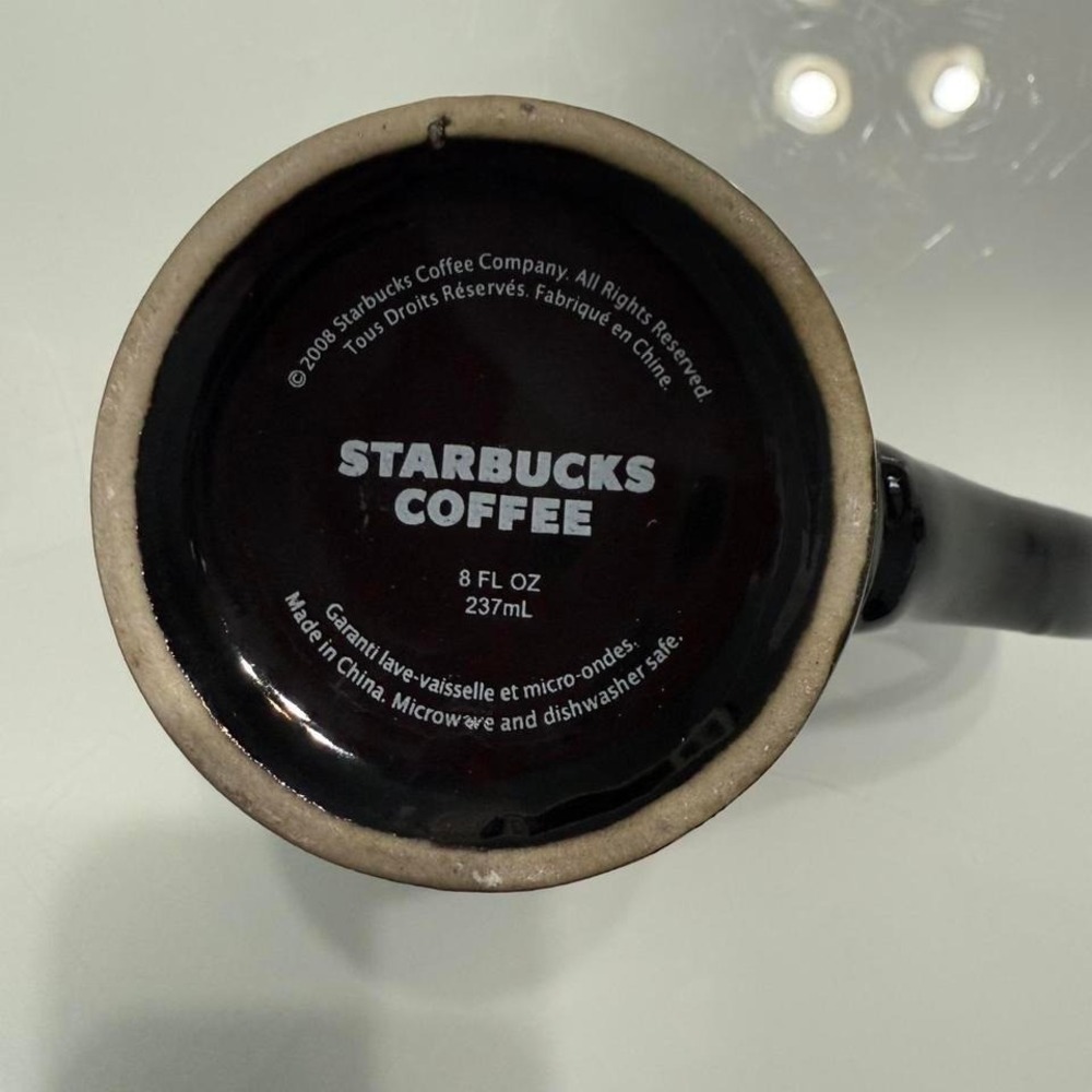 STARBUCKS 2008 Black Both Sides Mermaid Siren Logo Ceramic Coffee Mug Cup‎ 8oz - Picture 4 of 6